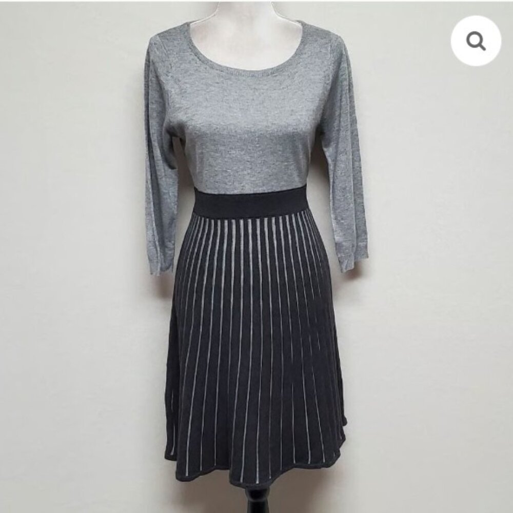 Calvin Klein.  Knit Dress with Swingy Pleated Skirt